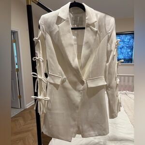 Endless Rose White Blazer Romper with Bow Accents